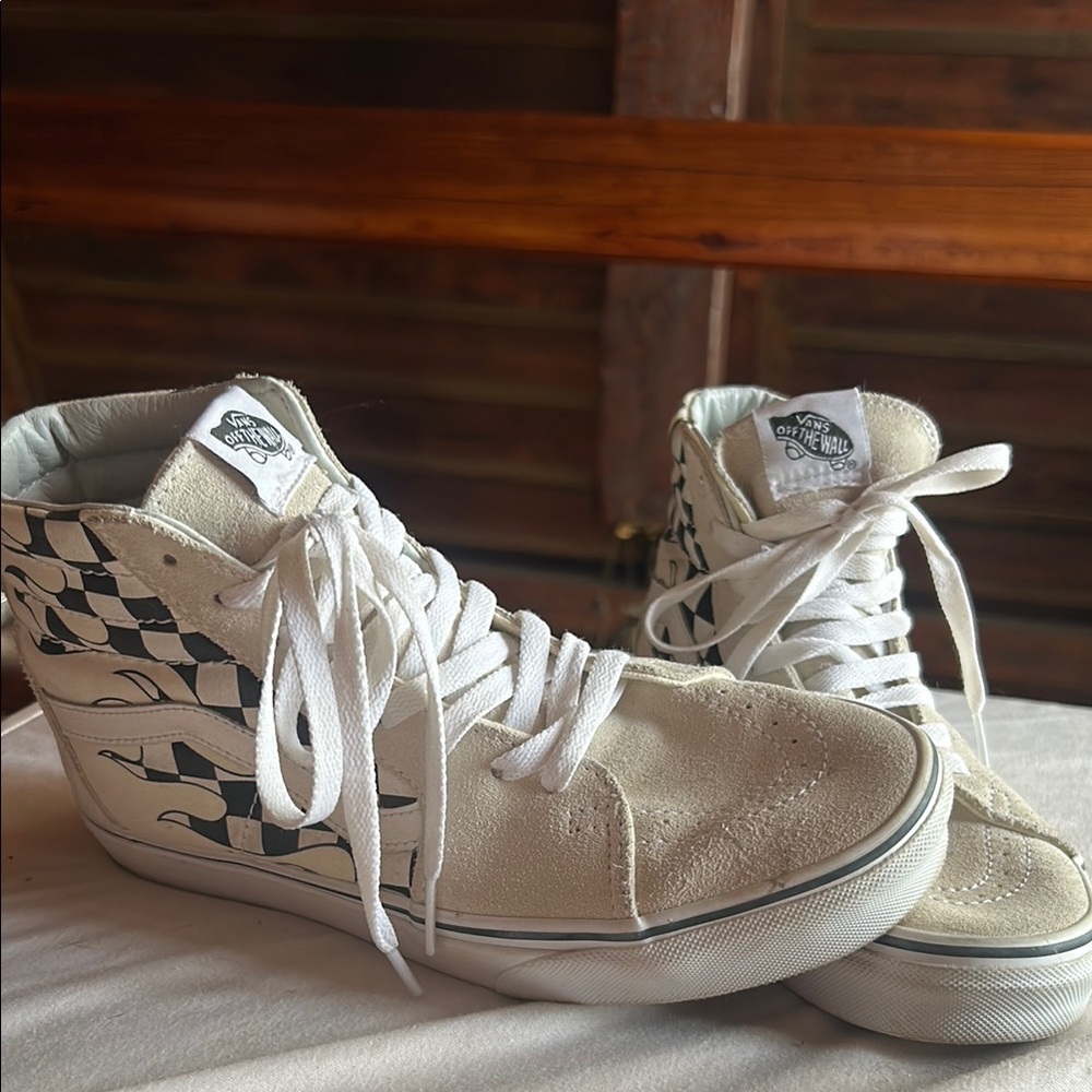Vans White and Black Checkered High-Tops